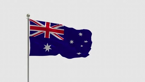 Australia  Looping Of The Waving Flag Pole With Alpha Video stock 161944290