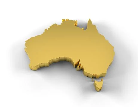 Australia map 3D gold with clipping path イラスト素材