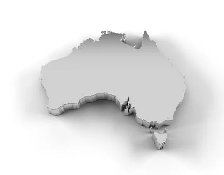Australia map 3D silver with clipping path イラスト素材