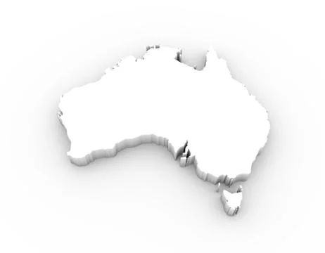 Australia map 3D white with clipping path Illustrazione stock