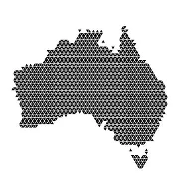 Australia map abstract schematic from black triangles repeating pattern Stock Illustration