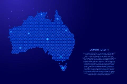Australia map abstract schematic from blue triangles repeating pattern Stock Illustration