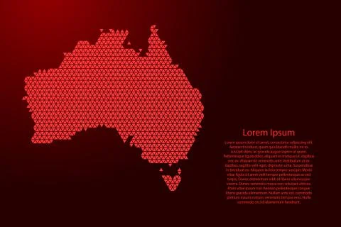 Australia map abstract schematic from red triangles repeating pattern Stock Illustration
