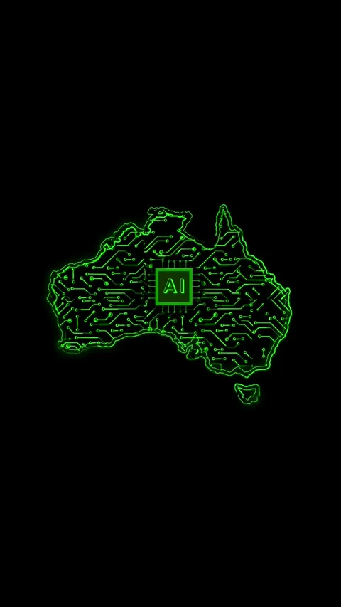 Australia Map AI Chipset Technology Opener Stock Footage 337171104