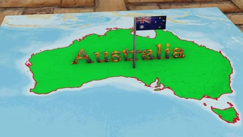Australia Map and Australia Flag Stock Footage 271233864