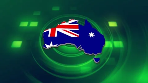 Australia Map and Flag Background Stock-Footage 344026544