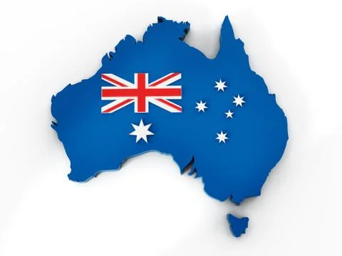 Australia map and flag Stock Illustration