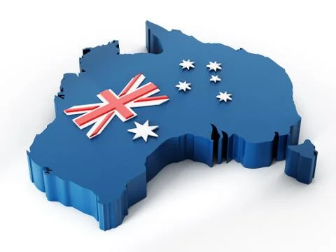 Australia map and flag Stock Illustration