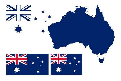 Australia map and flag. Simple icon set. Flat style element for graphic design Stock Illustration