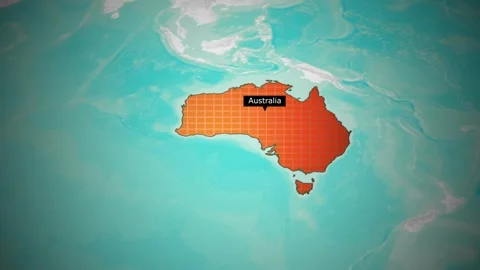 Australia map animation highlighting oceanic region with dynamic orange col.. Stock Footage 325696173
