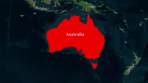 Australia Map Animation with Location Highlight Stock Footage 343833343