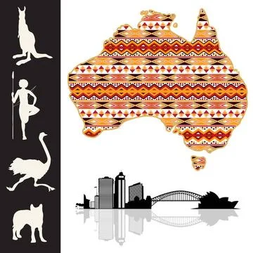 Australia Map of Australia with decorative pattern and silhouatte collecti... Foto stock