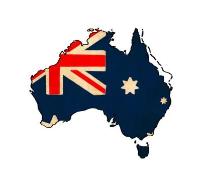 Australia map on australia flag drawing ,grunge and retro flag series Stock Illustration
