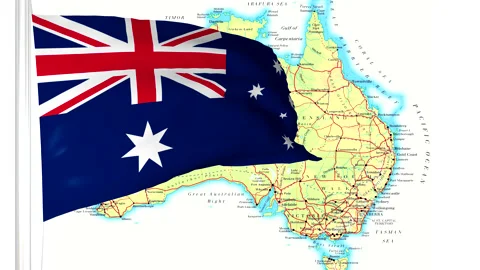 Australia map. Australian flag Stock Footage 158009992