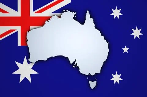 Australia Map On Australian Flag Stock Illustration