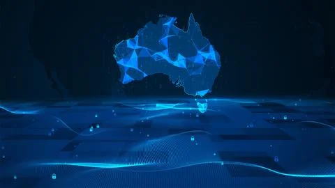 Australia map background digital number code business security key technolog Stock Illustration