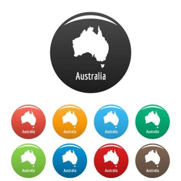 Australia map in black set vector simple Stock Illustration