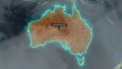 Australia Map - Clouds Effect Stock Footage 266877250