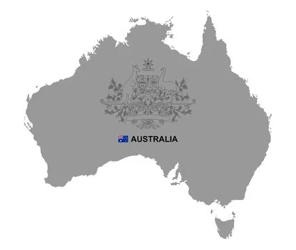Australia map with coat of arms Stock Illustration