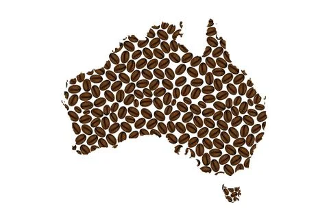 Australia -  map of coffee bean Stock Illustration