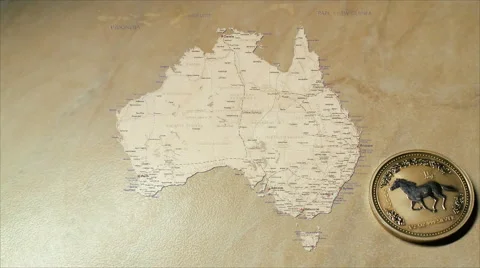 Australia. Map. Coin Stock Footage 47013082