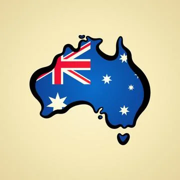 Australia - Map colored with flag Stock Illustration