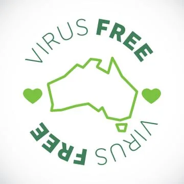 Australia map cornavirus free zone. Virus clear area. Stock Illustration