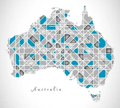 Australia Map crystal style artwork Stock Illustration