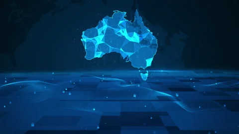 Australia Map Digital Number Code Business Security Technology Background Stock-Footage 339046627