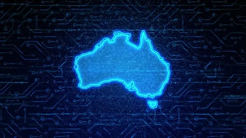 Australia Map Digital Technology Opener Stock Footage 335080691