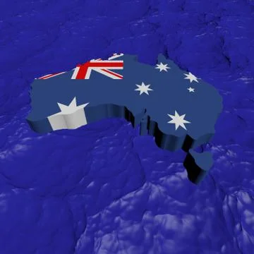 Australia map flag in abstract ocean illustration Stock Illustration