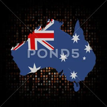 Australia map flag on hex code illustration Illustration #62596528