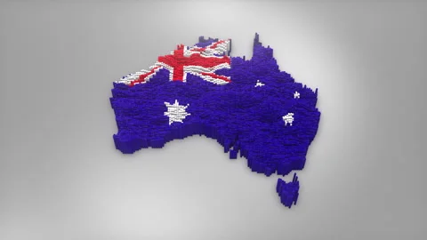 Australia Map with Flag Intro Background Stock Footage 315160862