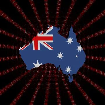 Australia map flag on red hex code burst illustration 库存插图