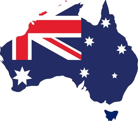 Australia map with flag Vector illustration, Transparent Background Stock Illustration