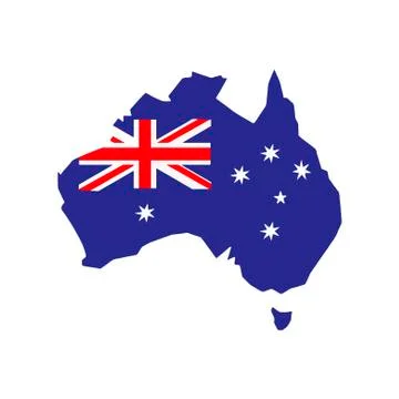 Australia map with flag on white background. Vector illustration. EPS 10. Stock Illustration