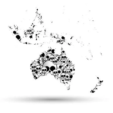 Australia map in the form of skulls background Stock Illustration