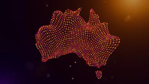 Australia Map Formed By Connected Neural Network Mesh Stock Illustration