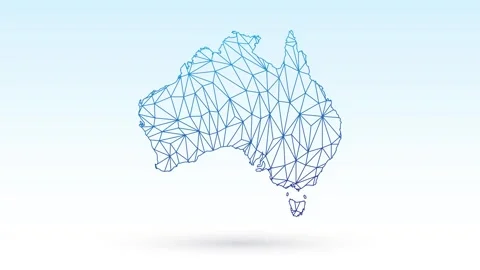 Australia map of geometric connected lines using triangles on light background Stock Footage 290091121