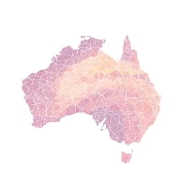Australia map - geometric triangular low poly style graphic background, polyg Stock Illustration