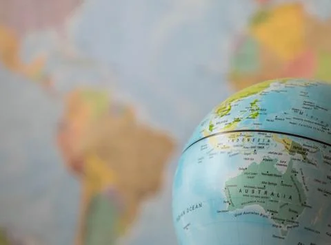 Australia map on a globe Stock Photos