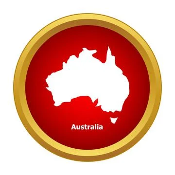 Australia map gold button icon 스톡 일러스트