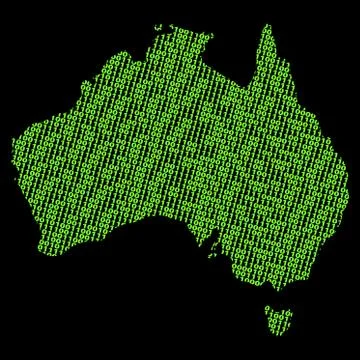 Australia map with green binary code illustration イラスト素材