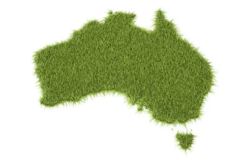 Australia map from green grass, 3D rendering Stock Illustration