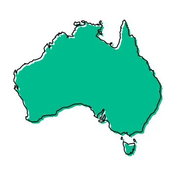Australia map icon, geography blank concept, isolated graphic background vect Stock Illustration