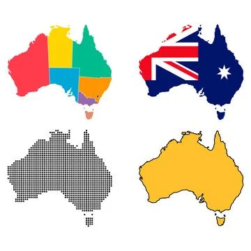 Australia map icon, geography blank concept, isolated graphic background vect Stock Illustration