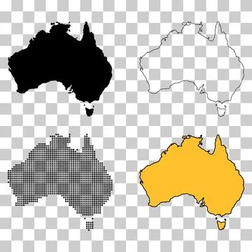 Australia map icon, geography blank concept, isolated graphic background vect Stock Illustration