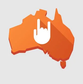 Australia map icon with a hand Illustrazione stock