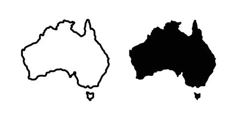 Australia map icon symbol. Vector illustration pack in black color. 스톡 일러스트
