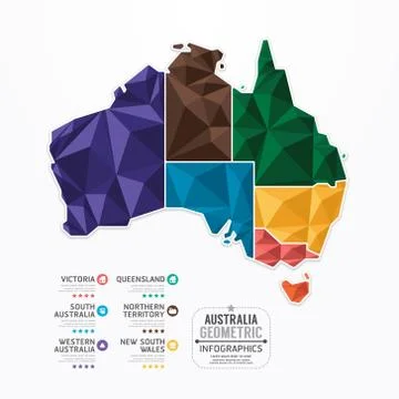 Australia map infographic template geometric concept banner. vector illustrat Stock Illustration